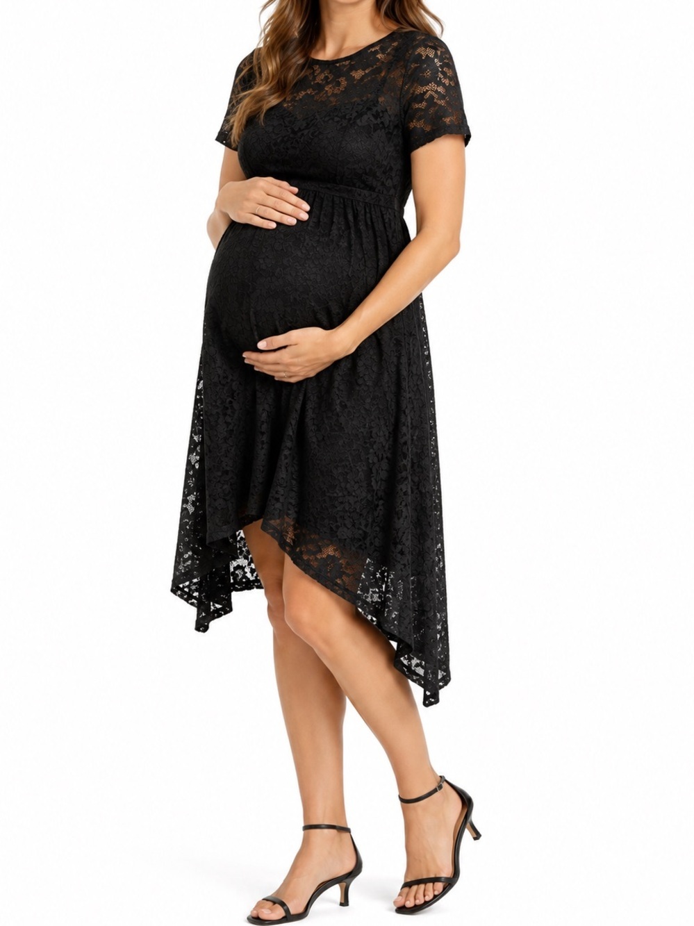 A PEA IN THE POD BLACK LACE MATERNITY DRESS SZ SM EUC
